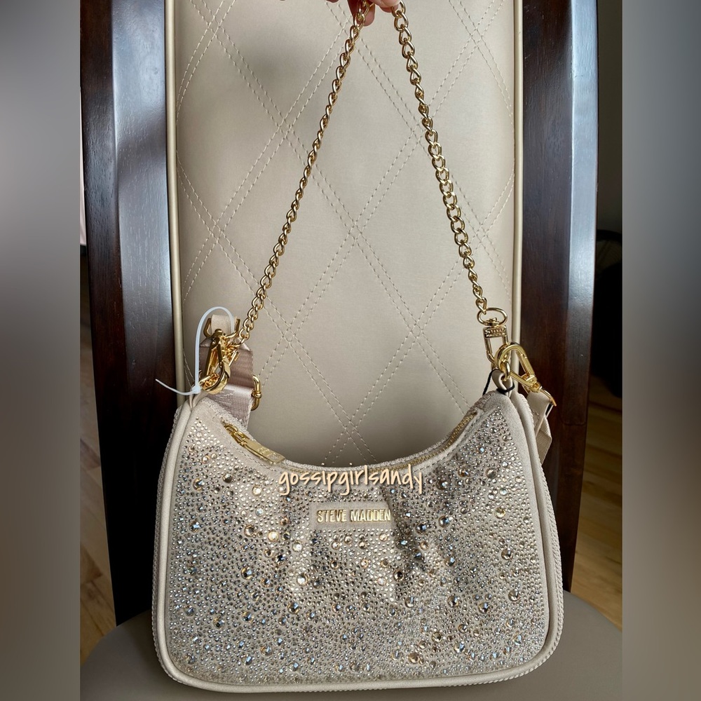Steve Madden Tan Btamela Rhinestone Crossbody Handbag - Picture 6 of 12